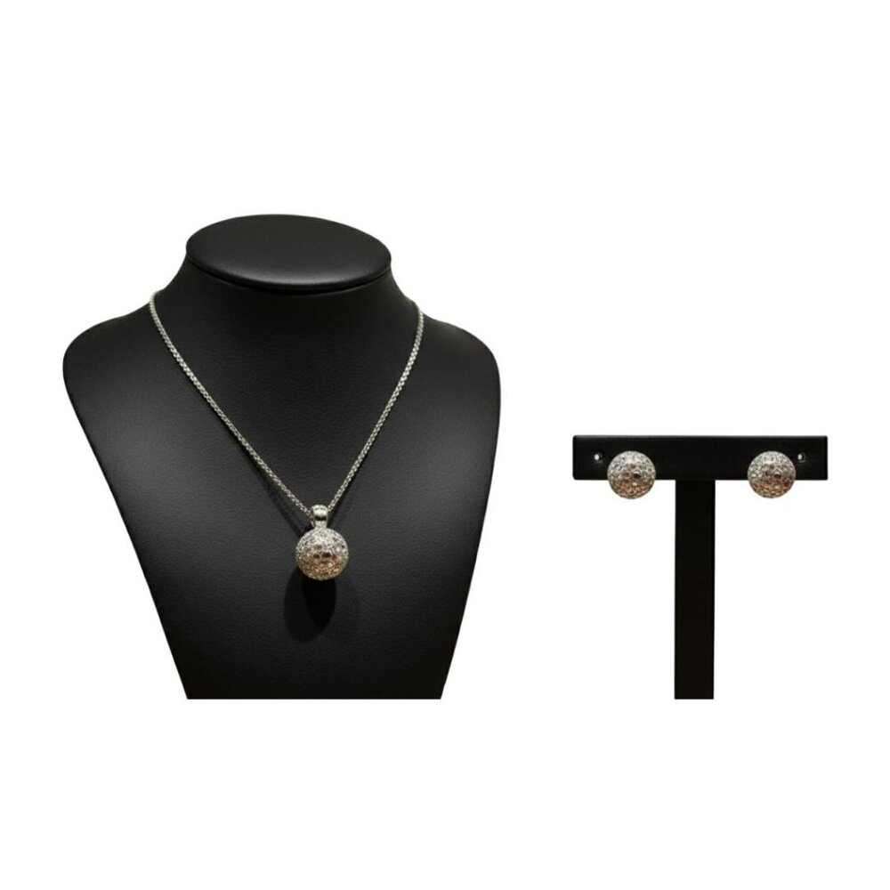 Sparkle Rhinestone Necklace & Earrings Disco Ball Set